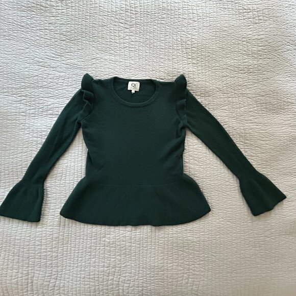 100% Cashmere Crew Neck Sweater Forest Green By Qi Sacks Fifth Avenue, Size S - Picture 1 of 6